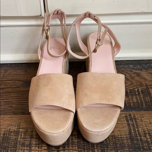 J. Crew Suede Platform ankle-strap sandals AK038